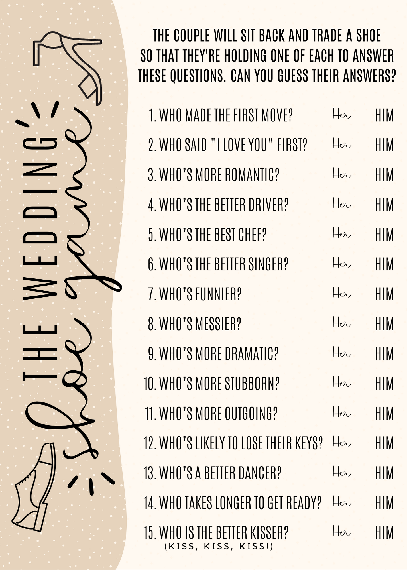 50 Wedding Shoe Game Questions To Ask How To Play Fun Party Pop