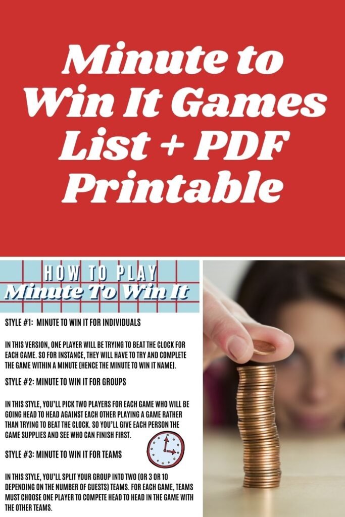 Minute to Win It Games List + PDF Printable - Fun Party Pop