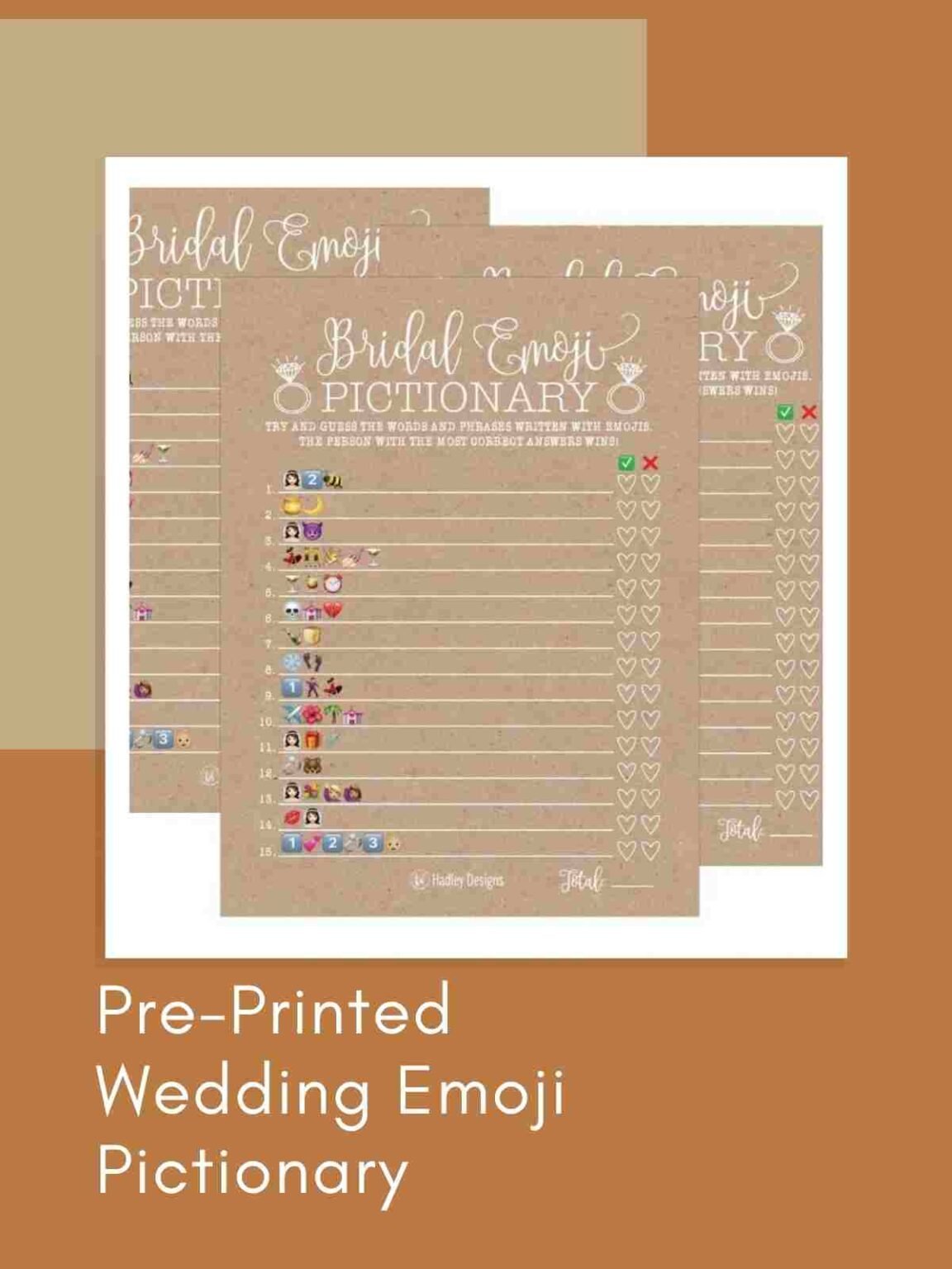13 Wedding Emoji Pictionary with Answers - Fun Party Pop