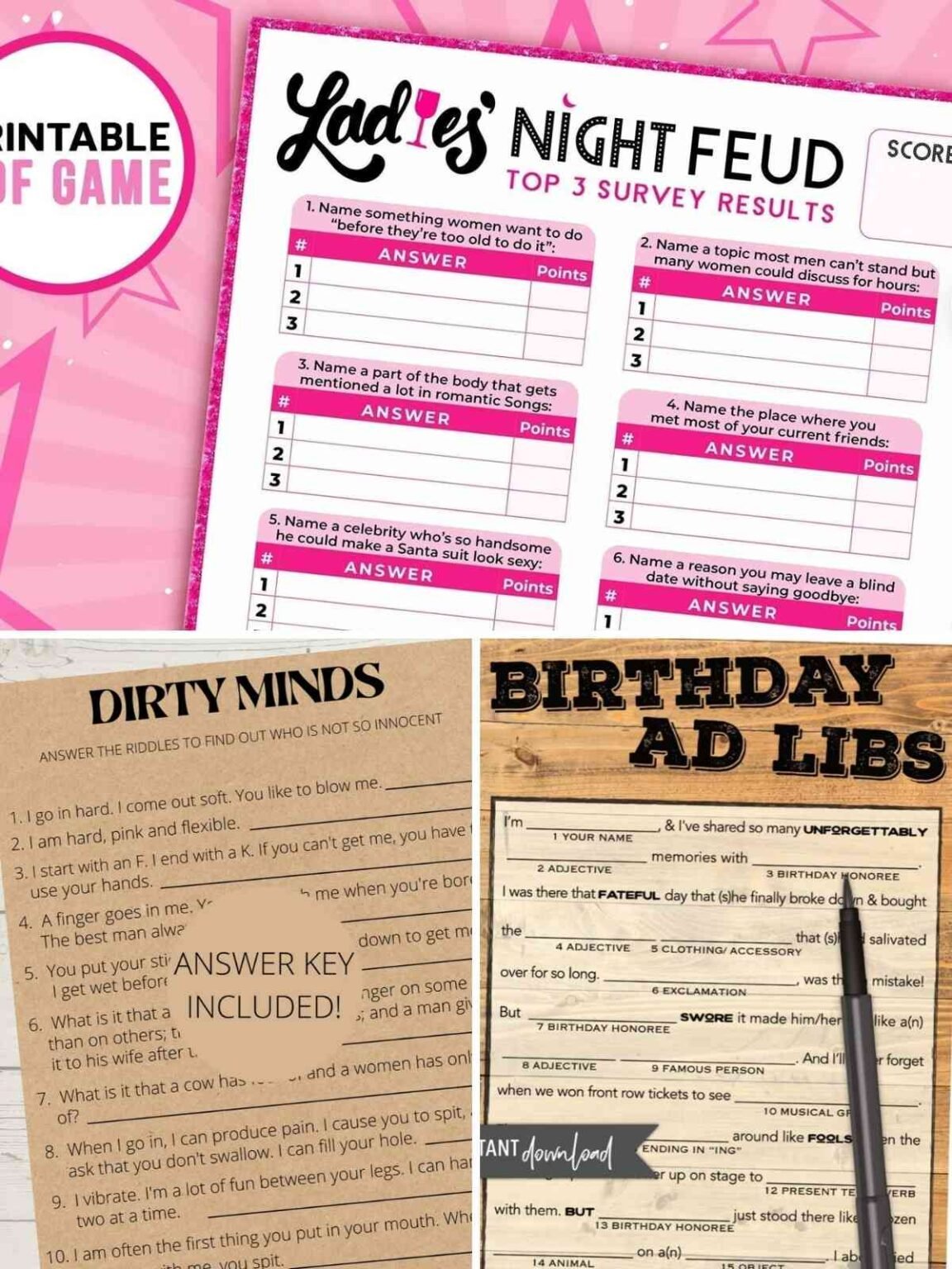 18 Fun Printable Games For Adults Fun Party Pop