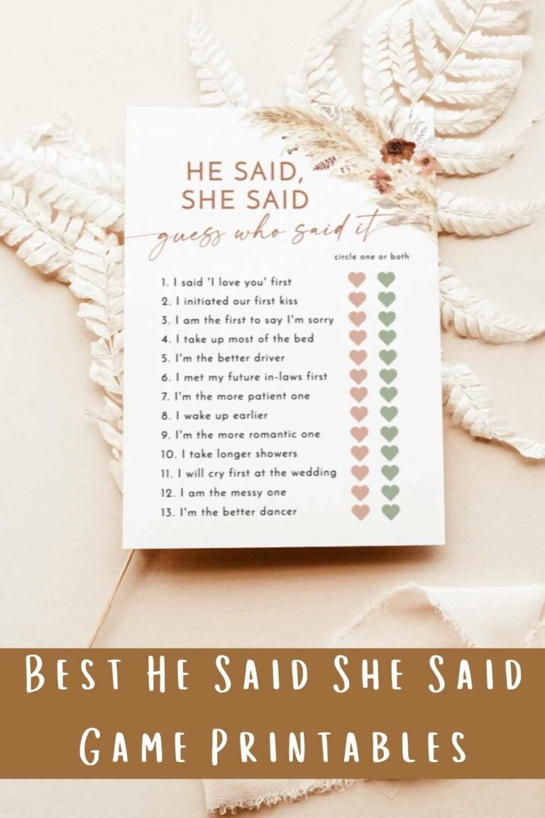 BEST He Said She Said Game Printables - Fun Party Pop
