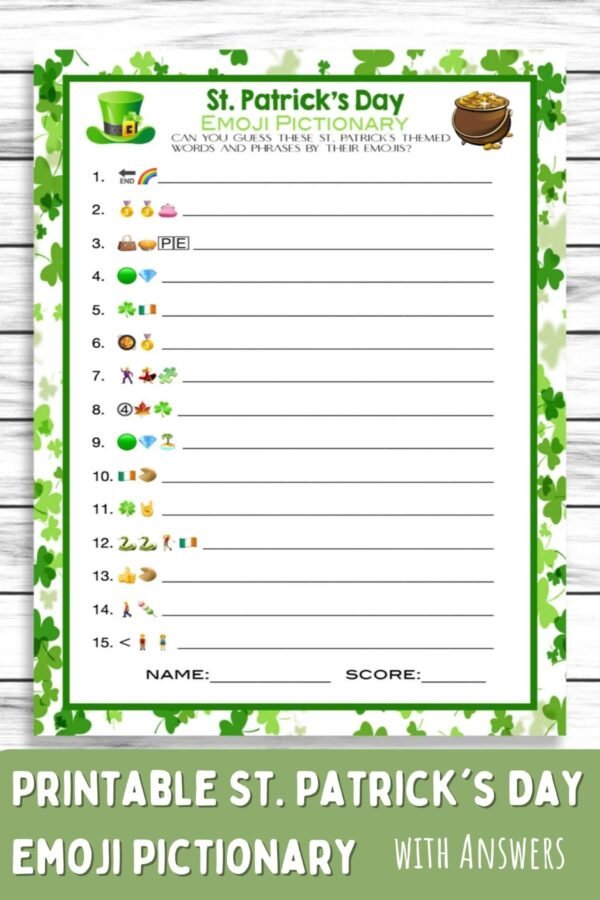 17+ St Patrick's Day Emoji Pictionary Answers For Printable Luck - Fun ...