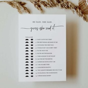 BEST He Said She Said Game Printables - Fun Party Pop