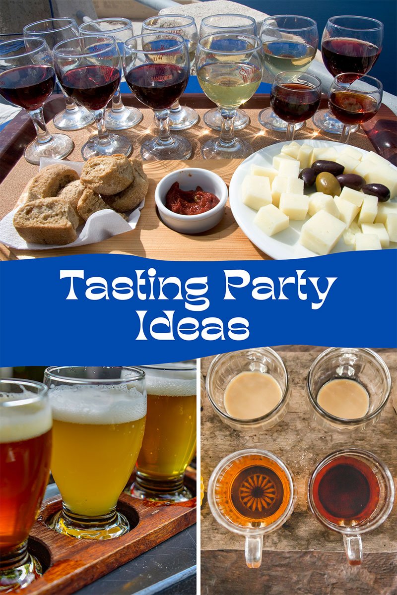 Three images with wine and beer tastings. 